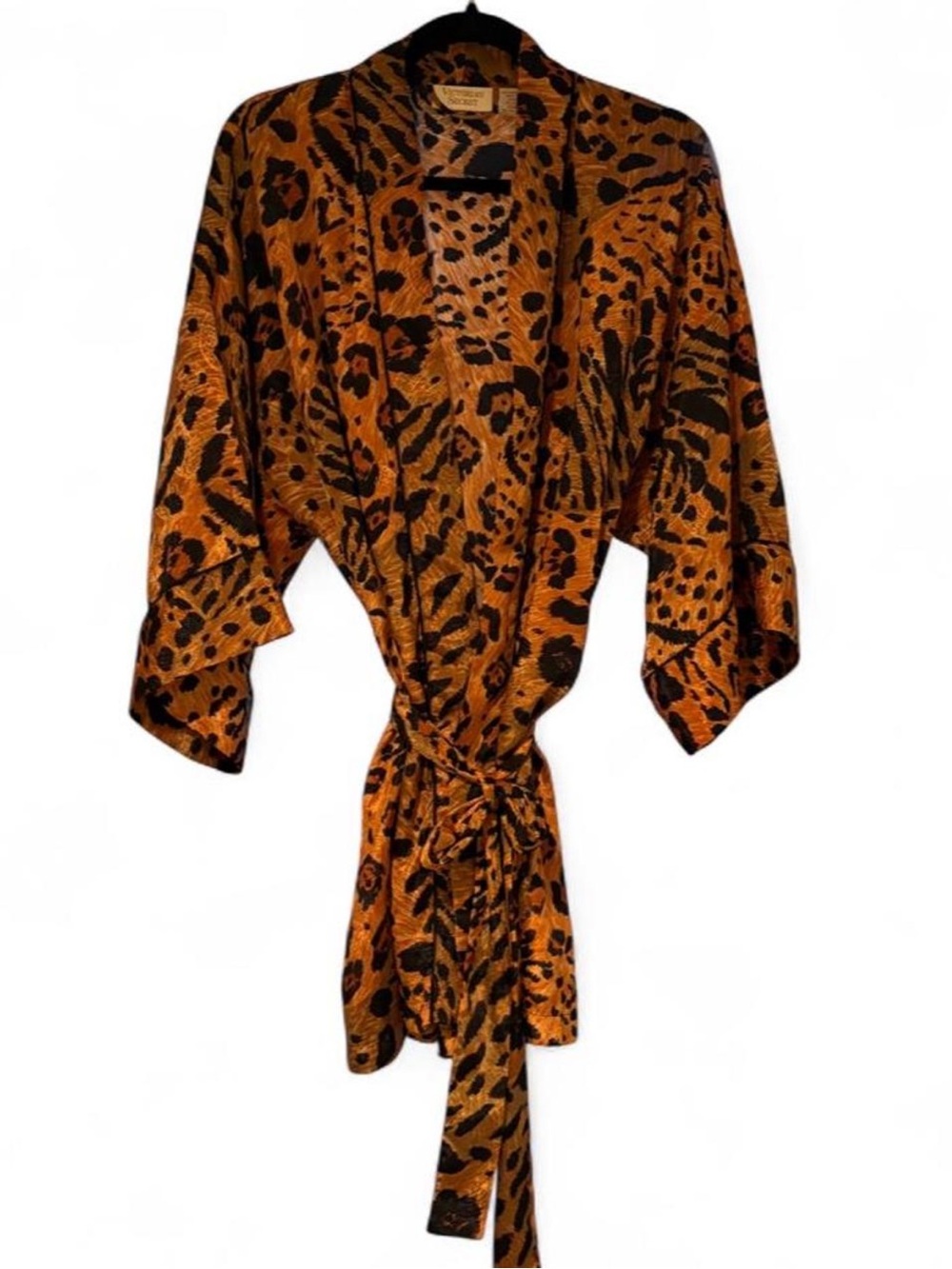 VINTAGE 90s Victoria's Secret Leopard Satin Kimono Robe